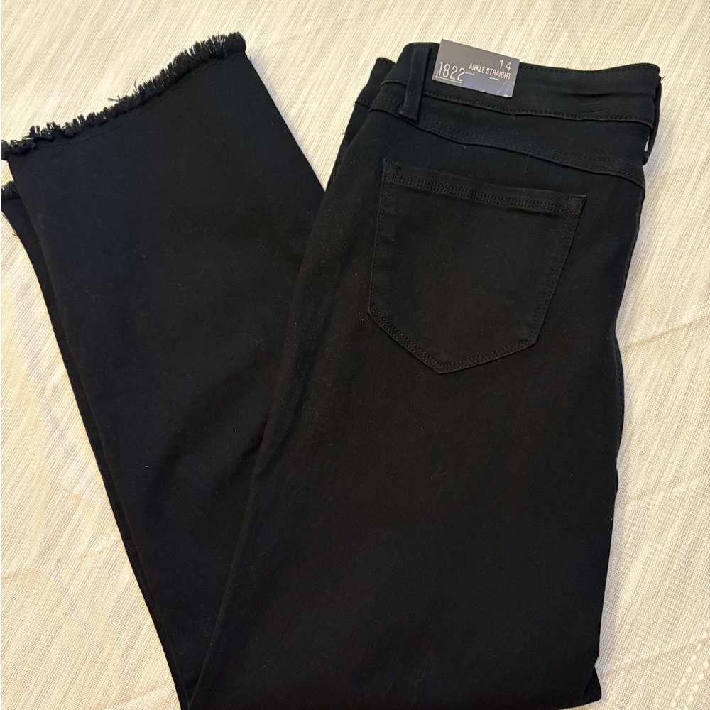 1822 Denim Black Straight Leg Jeans